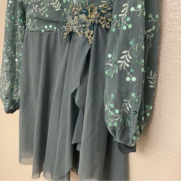 Weissman Dance Costume sage green sequin appliqué Saint Honesty 13413 LC child - Picture 5 of 12